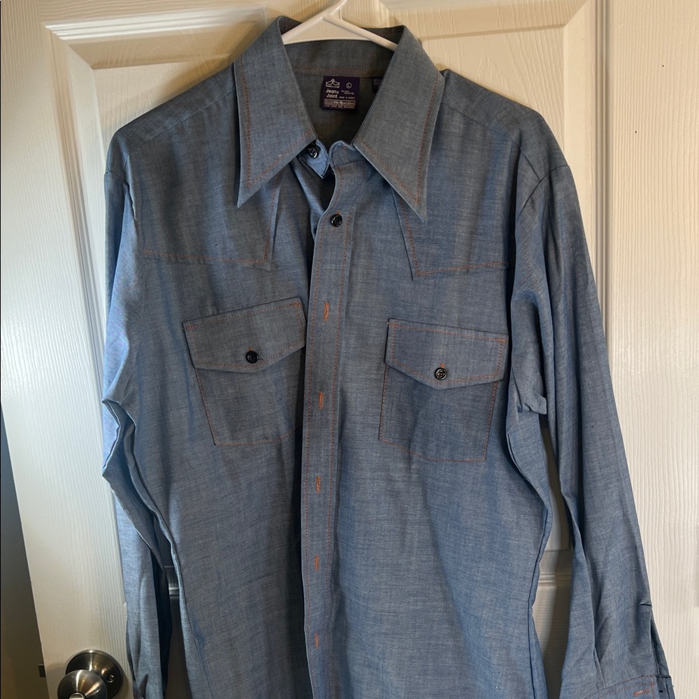 Vintage Blue Button-Up Shirt size L
